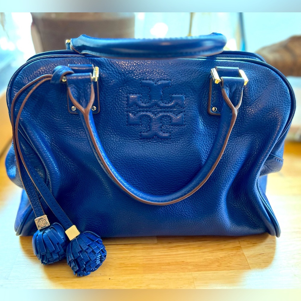 Tory Burch vibrant blue leather Thea satchel bag